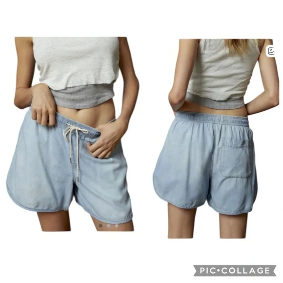 Urban Outfitters BDG Adriane Light Blue Relaxed Drawstring Shorts Size Large NWT - Picture 1 of 16